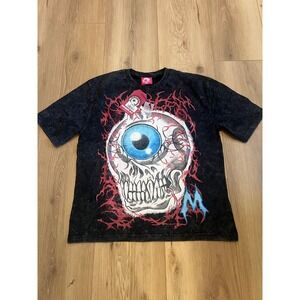 Mishka Keep Watch Skull Eyeball T-Shirt Mens Medium Acid Wash Graphic NWT Tee